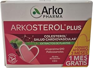 Arkopharma Arkosterol Plus Red Rice Yeast + Q10 60+30 Capsules, [1 Month Free] Monacolins, Coenzyme Q10, Natural Solution to Control Cholesterol, 100% Plant-Based Vegetable, 1 Capsule a Day