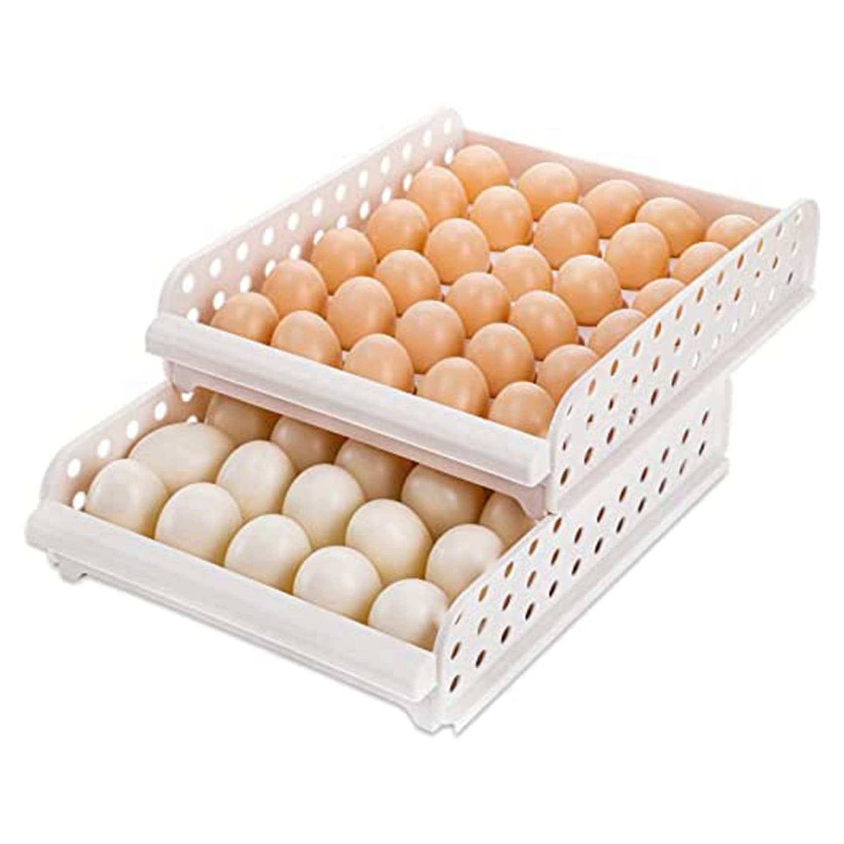 DINESA Contenedor de almacenamiento apilable de 2 capas, bandeja de huevos frescos de plástico de gran capacidad