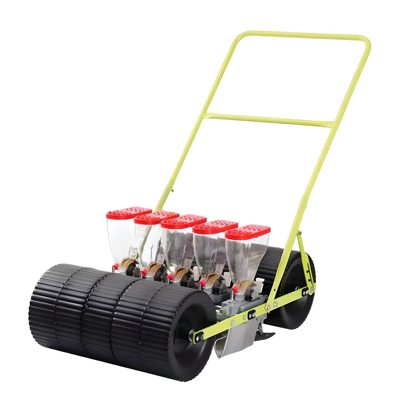 Jardinière manuelle en métal pour semis de jardin, poussée à la main avec espacement et profondeur réglables pour une plantation efficace de légumes et agricoles