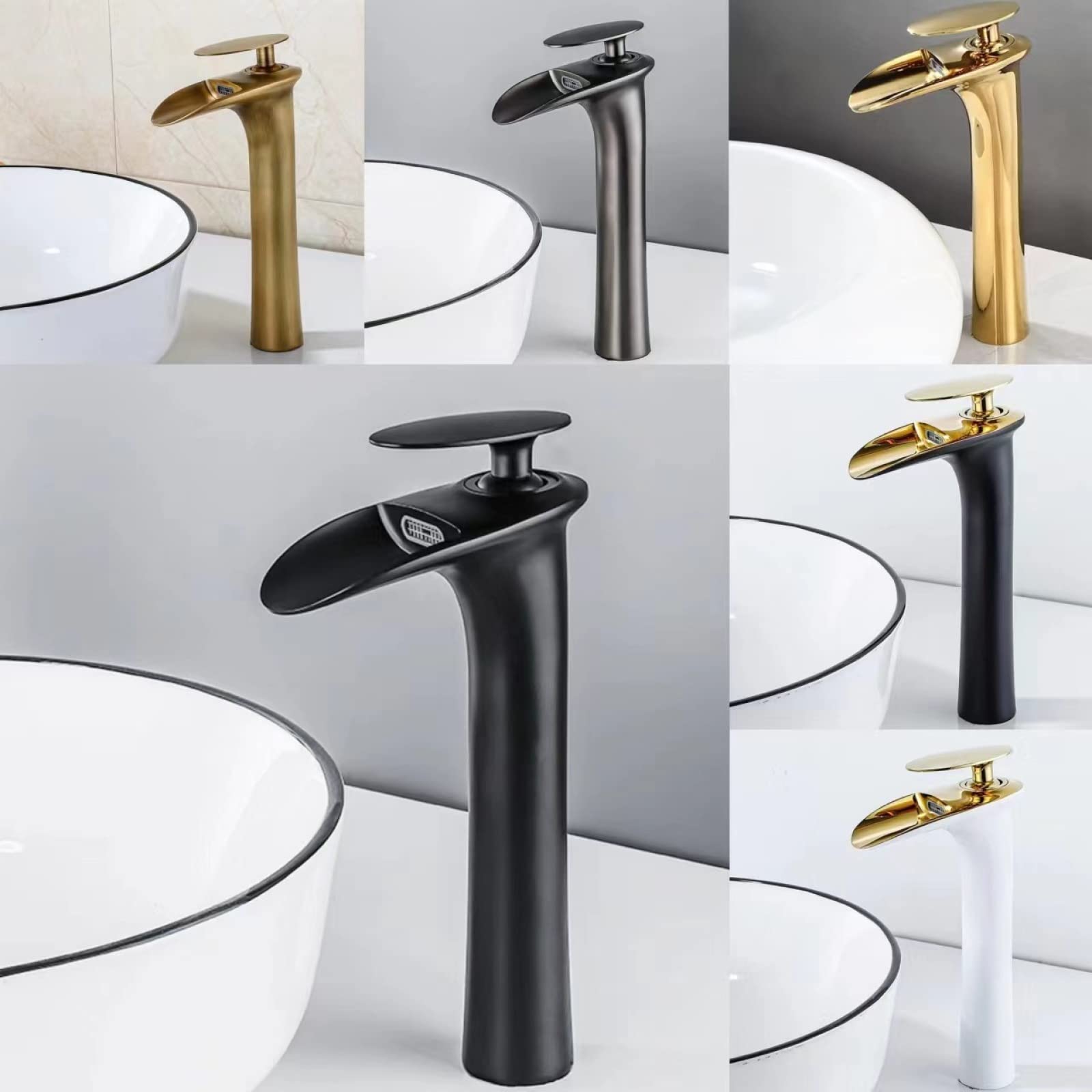 Grifo antiguo vintage lavabo caliente y frío lavabo de baño grifo de cascada con manguera