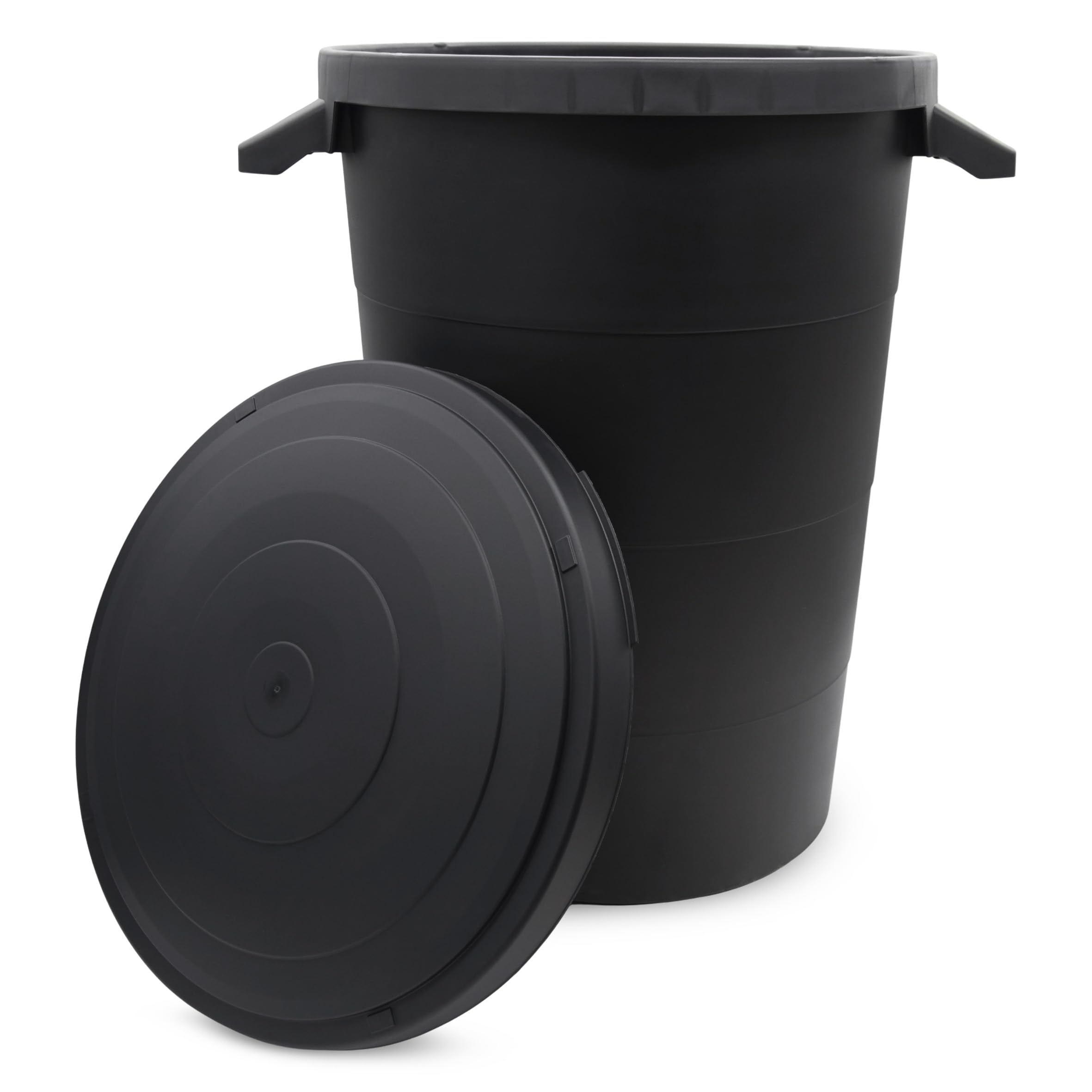 Spetebo Regenwasser Tank 80 Liter mit Deckel - anthrazit - Universal Kunststoff Tonne mit Tragegriffen - Regentonne Regenfass Allzweck Garten Abfall Eimer