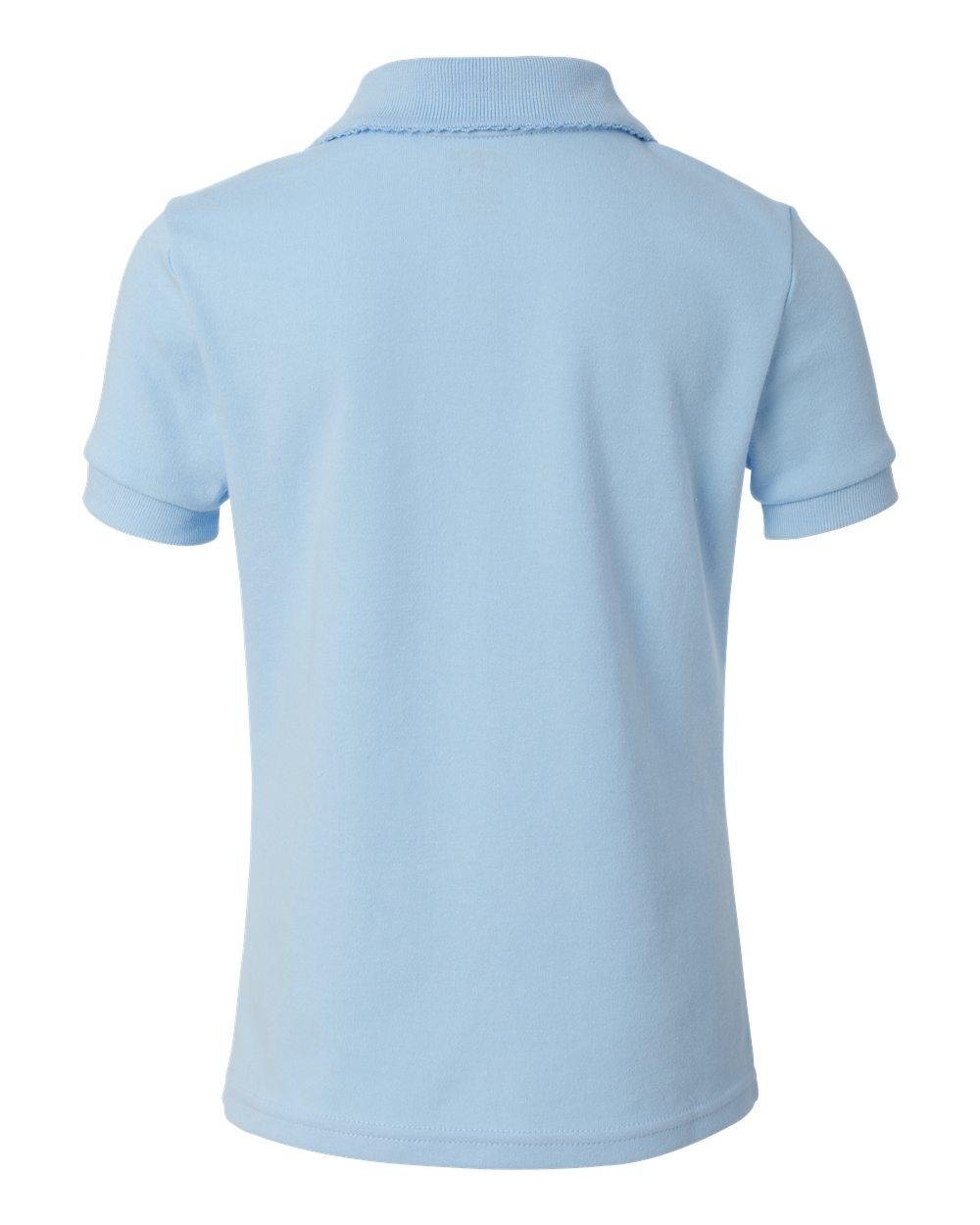 French Toast Girl's Short Sleeve Interlock Knit Polo with Picot Collar-Blue-7