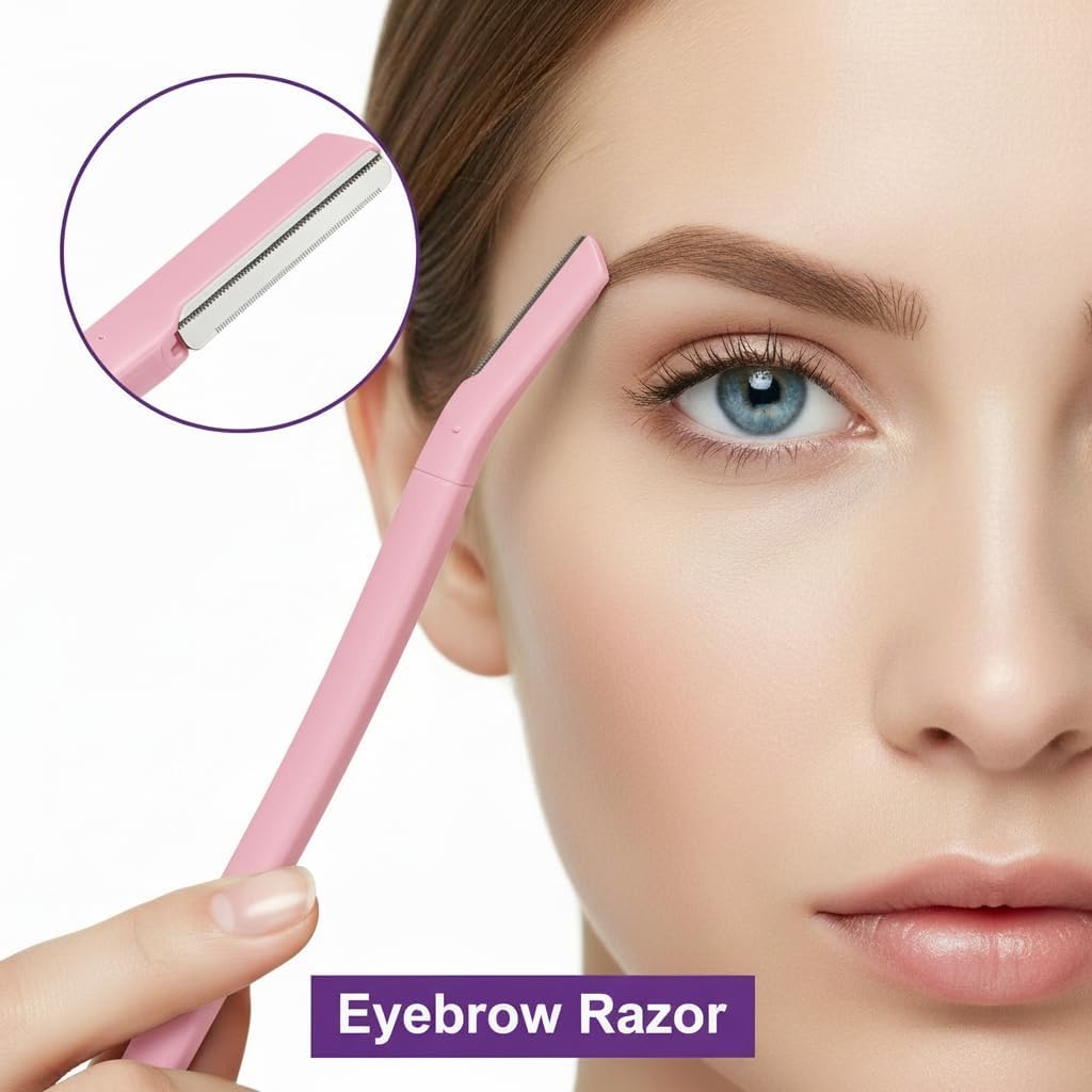 8 Pcs Eyebrow Kit, with Small Eyebrow Scissors with Comb,Eyebrow Razor Kit, Eyebrow Tweezers, Stainless Steel Nose Hair Scissors, Double-ended eyebrow Brush,Travel Size or Home, Gifts, Pink