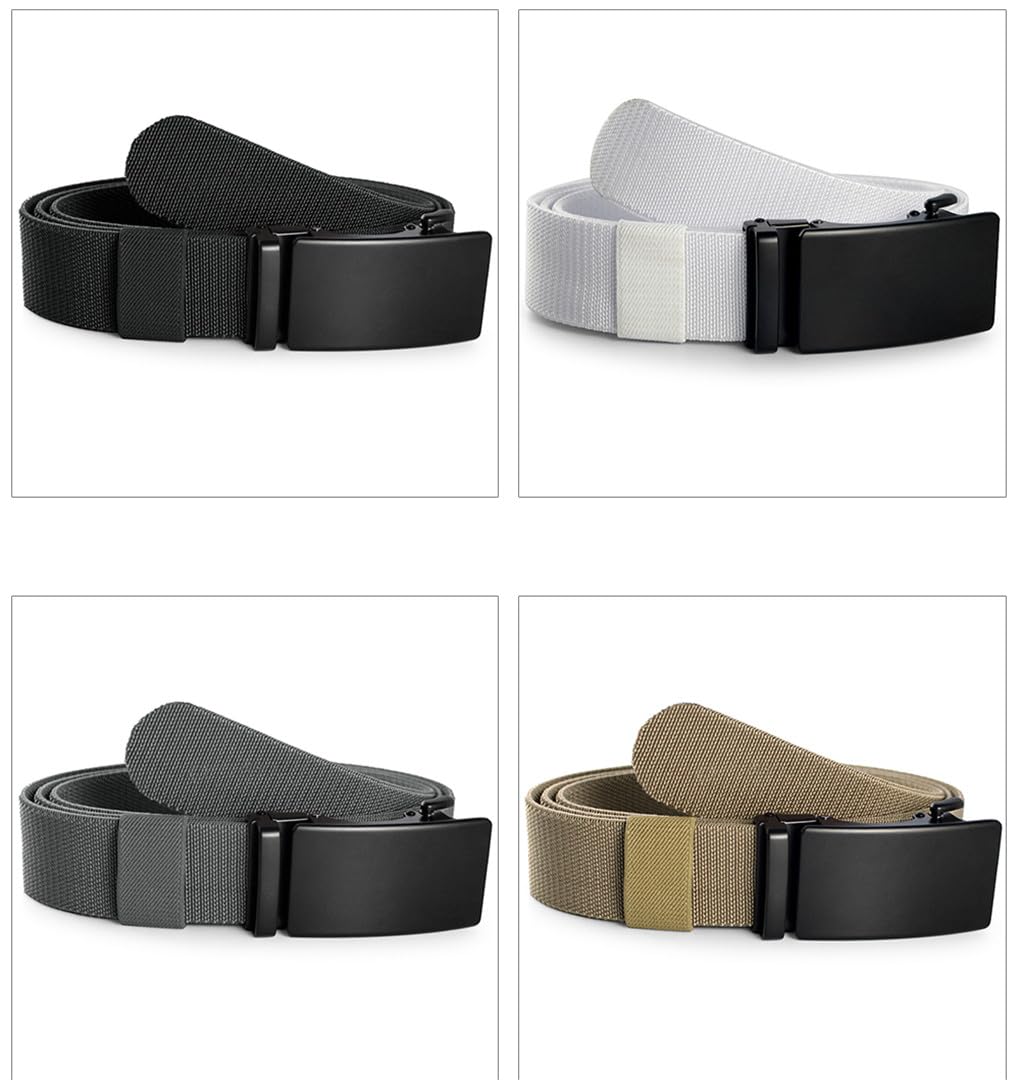 Dninmim Herren Militärgürtel Golf Sport Elastischer Gürtel Automatische Schnalle Elastisch Nylon Großer Gürtel
