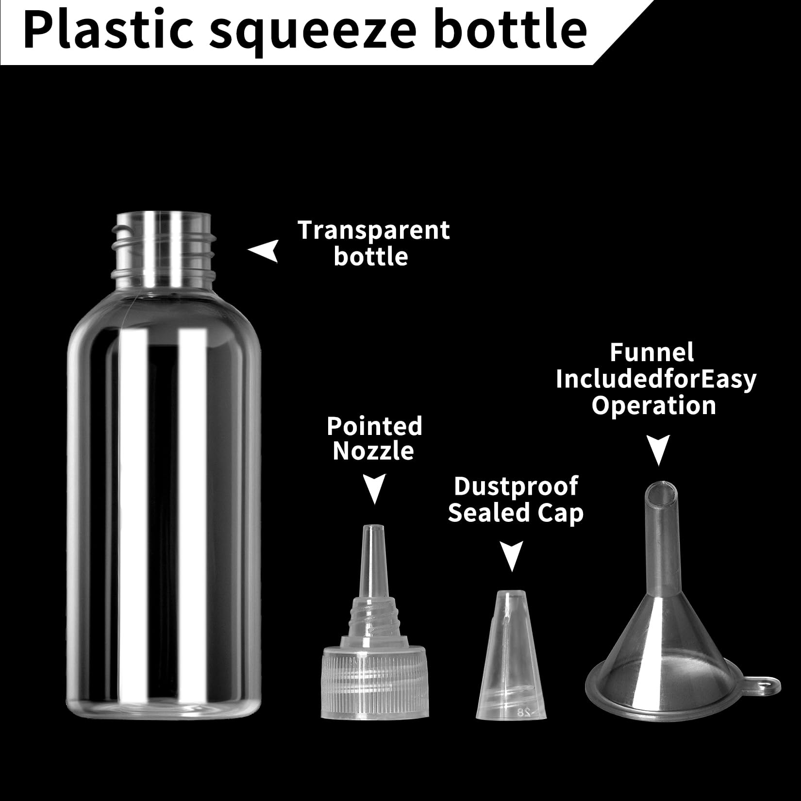 12 pcs 60ml/100ml Botellas de Compresión Pequeñas,Squeeze Bottles,Botella de Salsa,Dispensador de Botellas Exprimir de Plástico por Salsa Aceite de Oliva Ketchup + 2 Embudos/1 Adhesivo/1 Bolígrafo