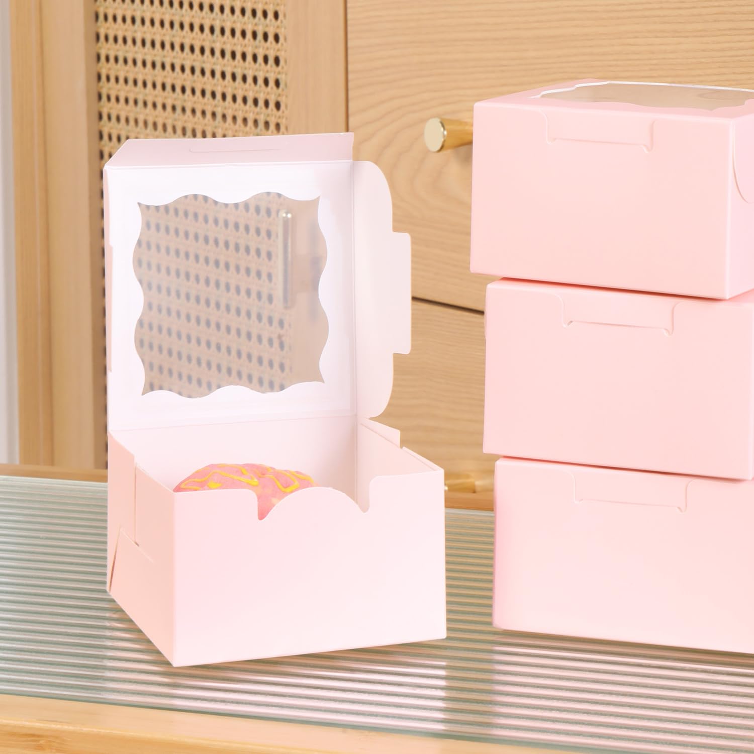 150 Pink Cake Boxes with Window - Bakery Packaging -7 150 Pink Cake Boxes with Window - Bakery Packaging -7