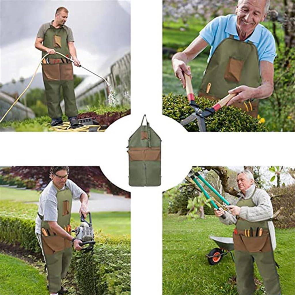 Oxford Cloth Apron Garden Gardening Trim Multi-pocket Color Matching Lengthened Leggings