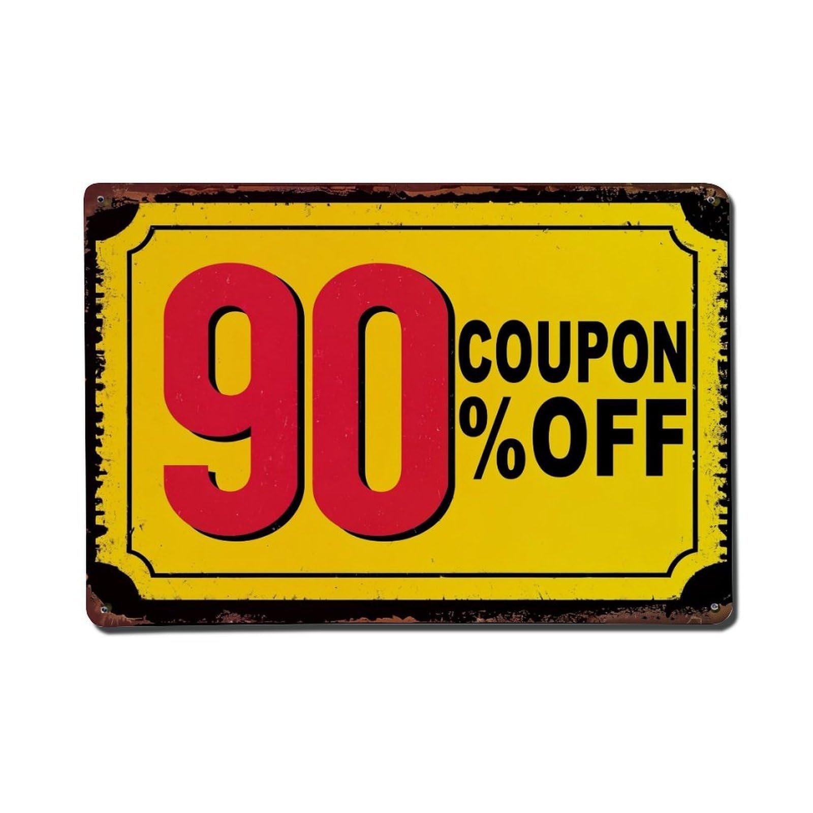 Nestemfo Vintage Ninety Percent Off Coupon Sign Tin Sign Metal Sign, Living Room,Bar, Home, Bedroom Wall Decor,Retro Metal Poster 8X12 Inches