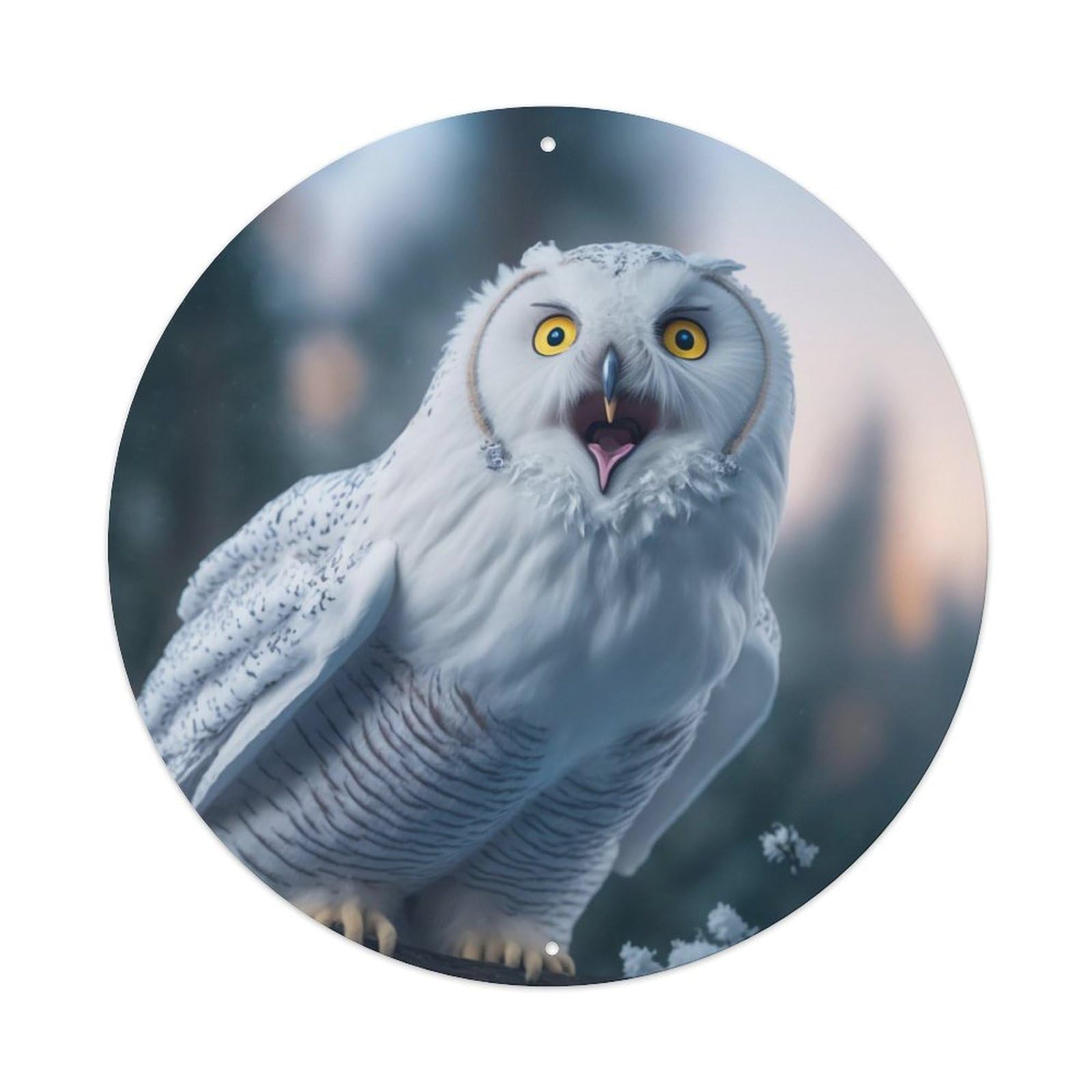 Animal Cute Snowy Owl Metal Tin Sign