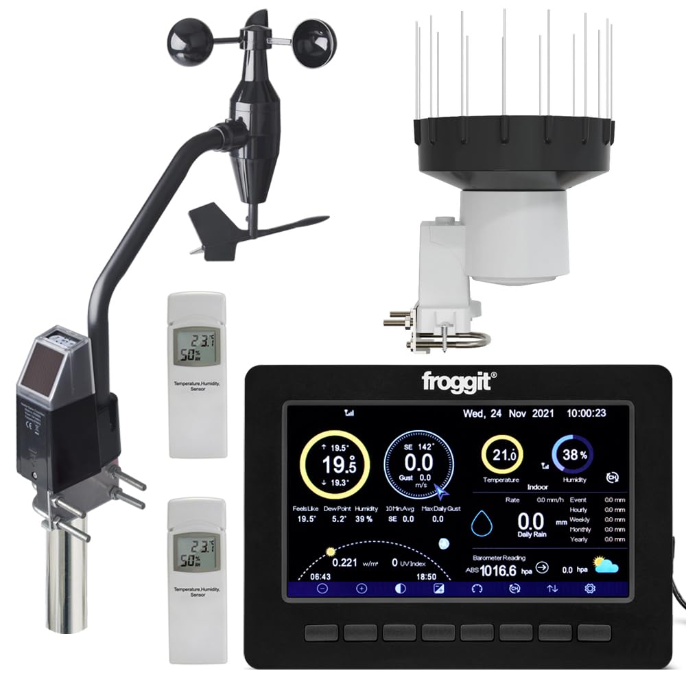 froggit HP1000SE PRO Black Version - Estación meteorológica inalámbrica con sensor exterior 7 en 1