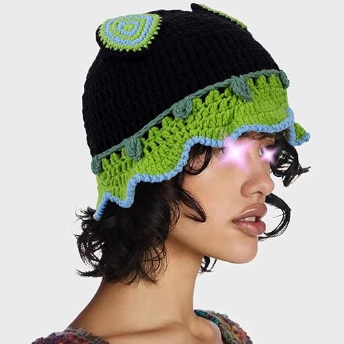 Miniatura 3 de Sombrero de cubo de ganchillo de punto para mujer, hecho a mano, diseño floral, sombrero de ala ancha para pesca al sol