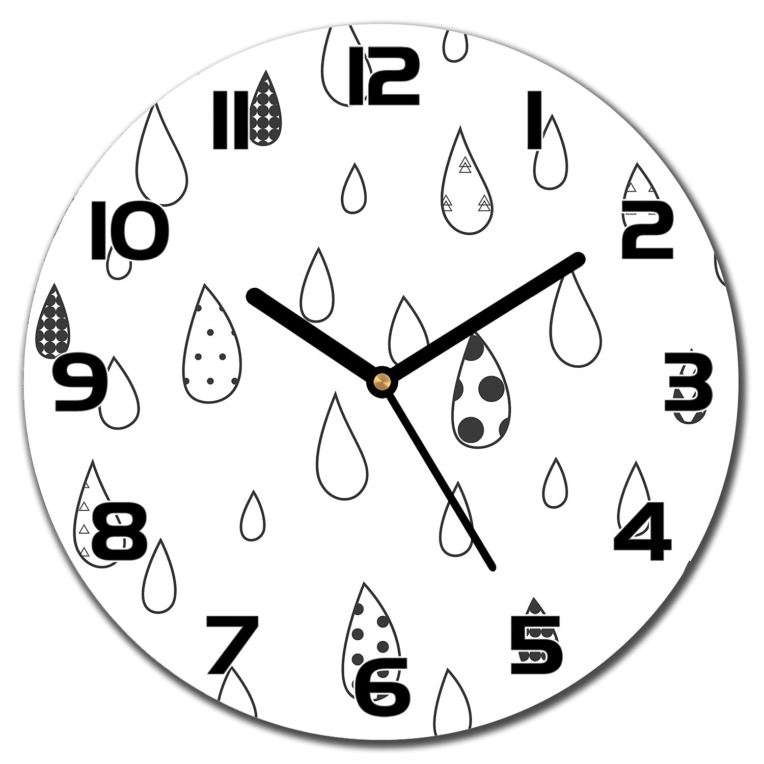 Horloge en verre moderne pour salon et cuisine design aux motifs de résumés de gouttes d'eau