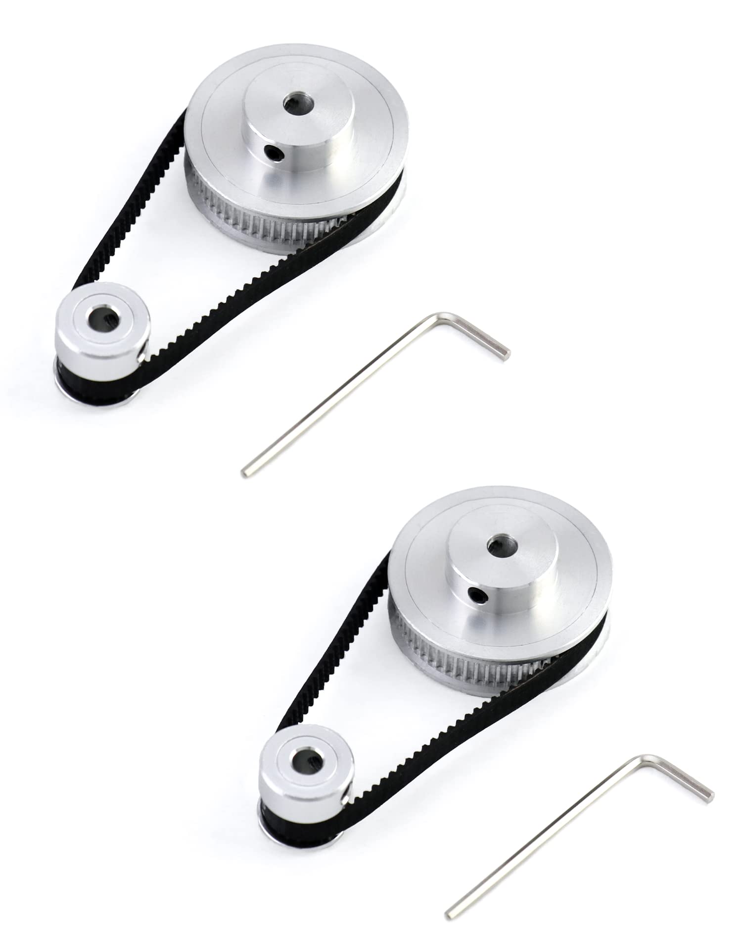QWORK Juego de Polea Sincronización GT2 para Impresora 3D, 20 y 60 Dientes 5mm, 2 Juegos