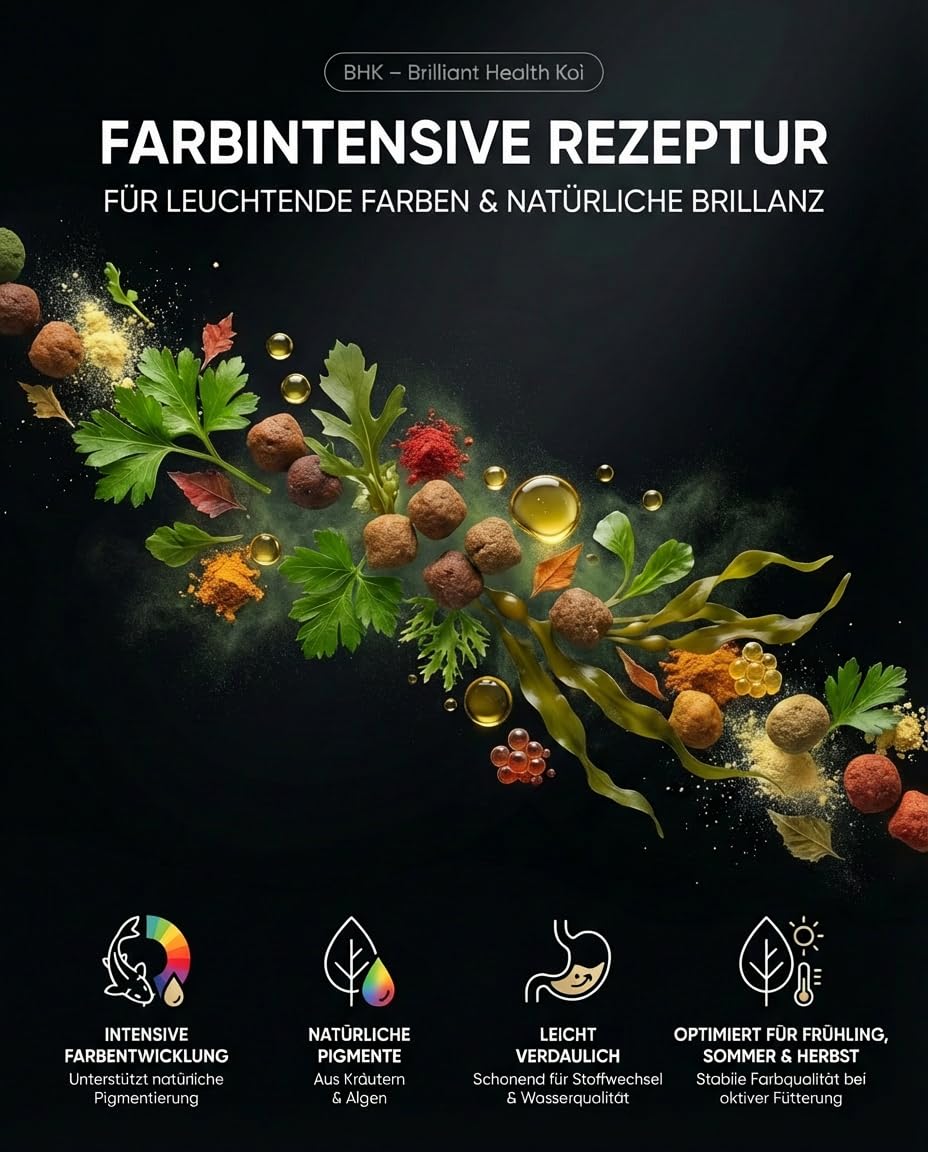 Nourriture pour carpes koï Color 1,2 kg - Granulés flottants 3 mm - Avec spiruline et huile de saumon