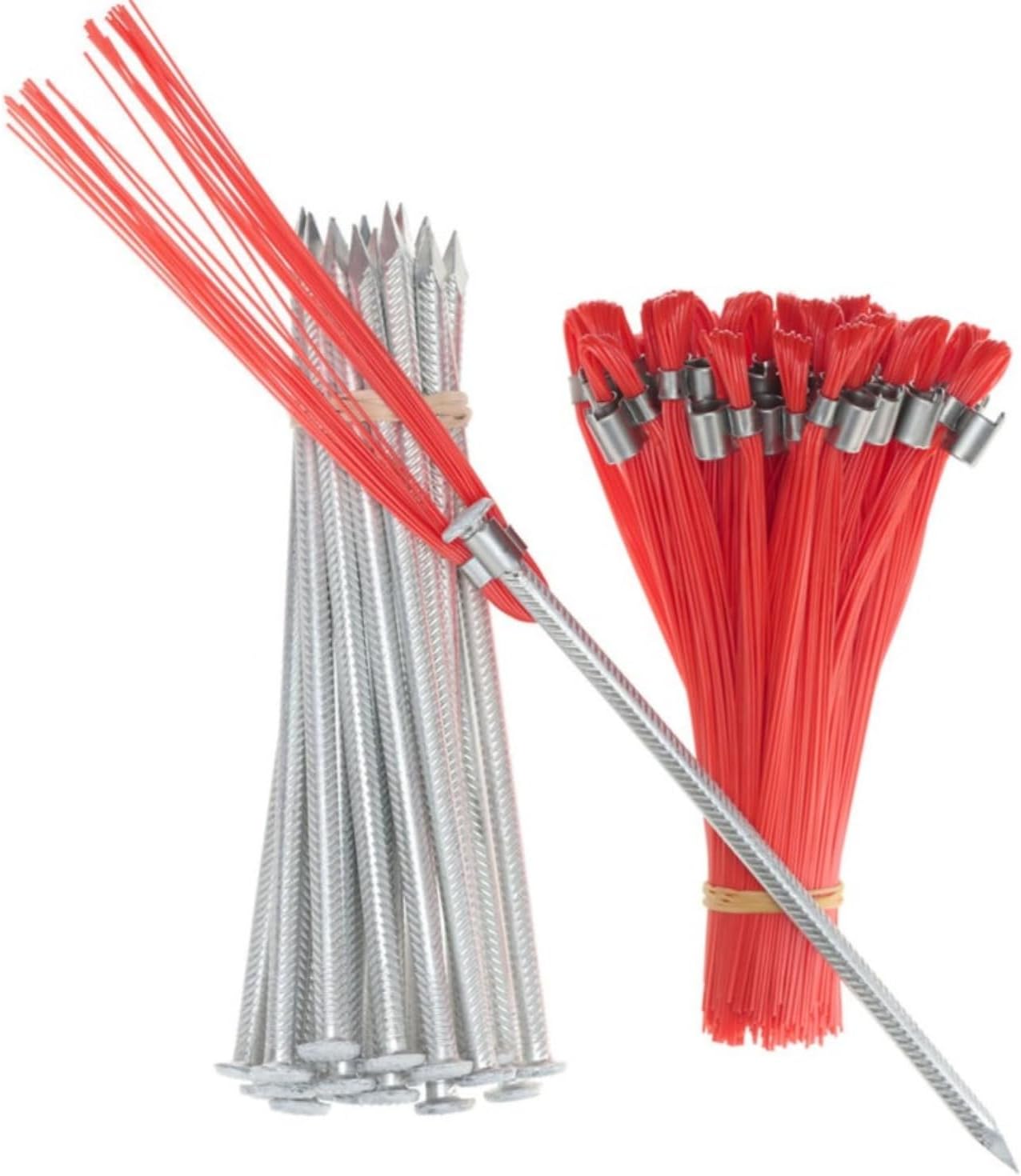 Trail Chasers® Orange Survey Markers, 6" Ground Marking Flags (Whiskers) with Aluminum Stakes, 25 Pack for Survey & Construction