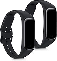 Vista 1 de kwmobile Correas compatibles con Samsung Galaxy Fit 2 correas – 2 correas de silicona de repuesto – negro/pizarra oscura