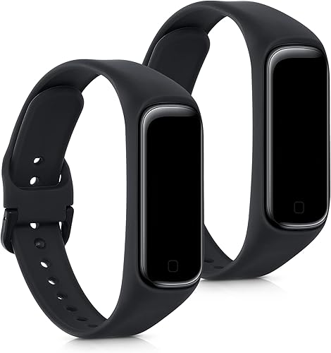 kwmobile Correas compatibles con Samsung Galaxy Fit 2 correas  2 correas de silicona de repuesto  negropizarra oscura