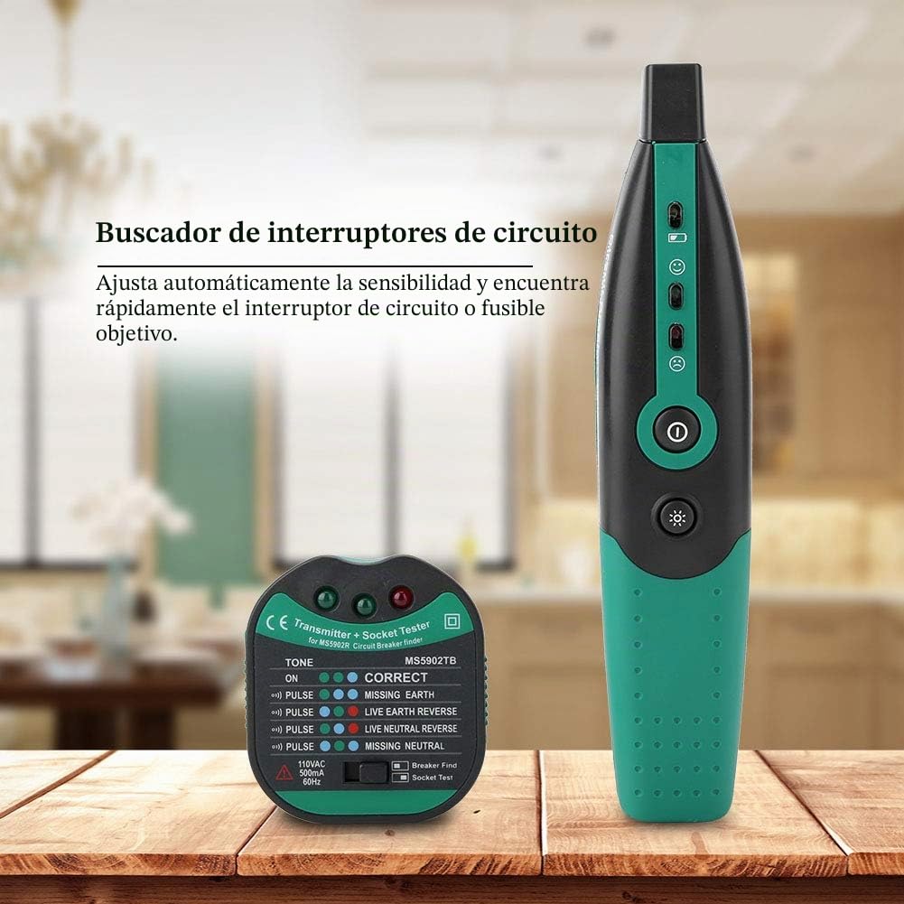 Probador de enchufes - MASTECH MS5902 Buscador de fusibles de disyuntor automático Probador de enchufes de EE. UU./UE(EU plug)