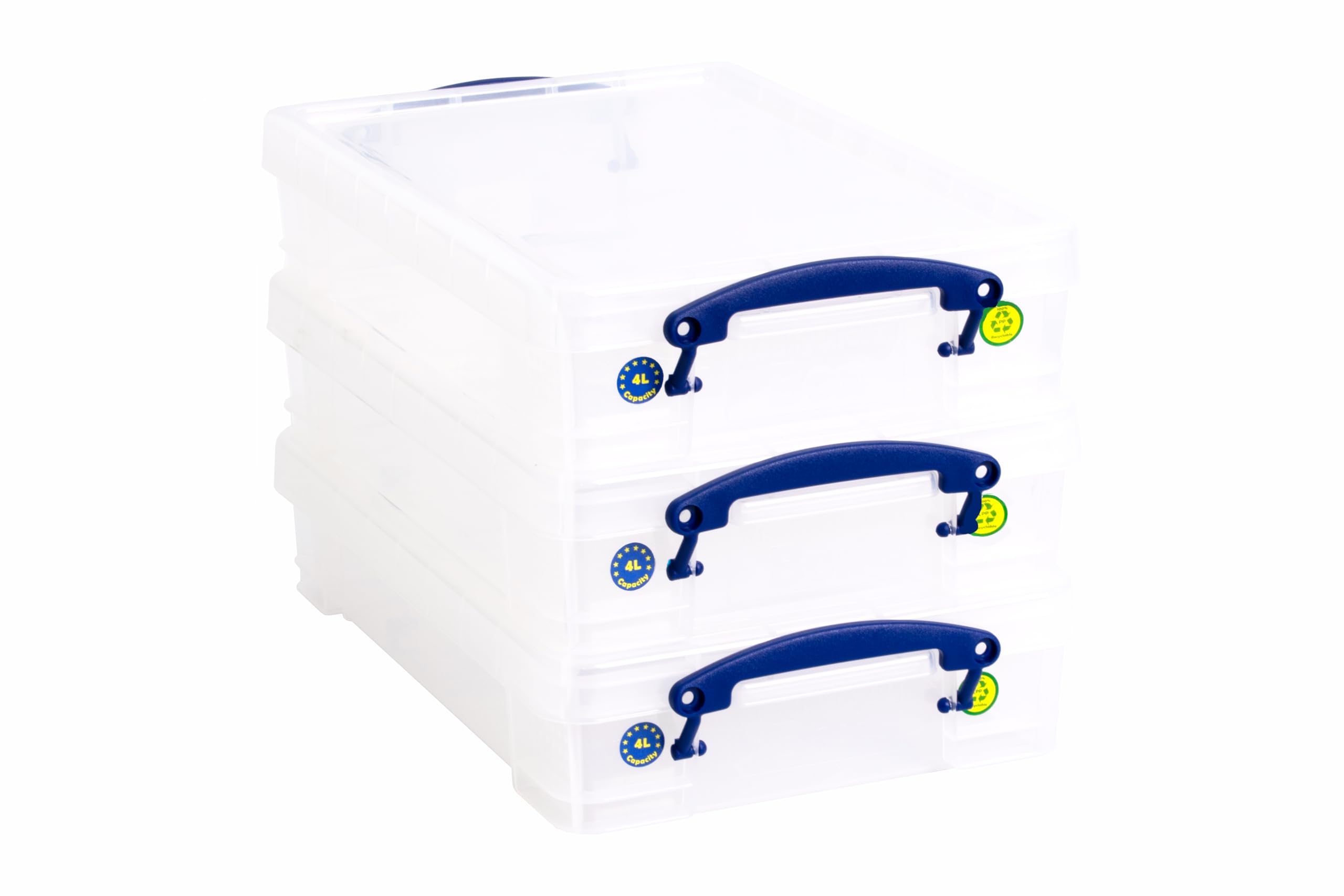 3 x Really Useful Box 4 litros, – Para Papel A4 – Transparente