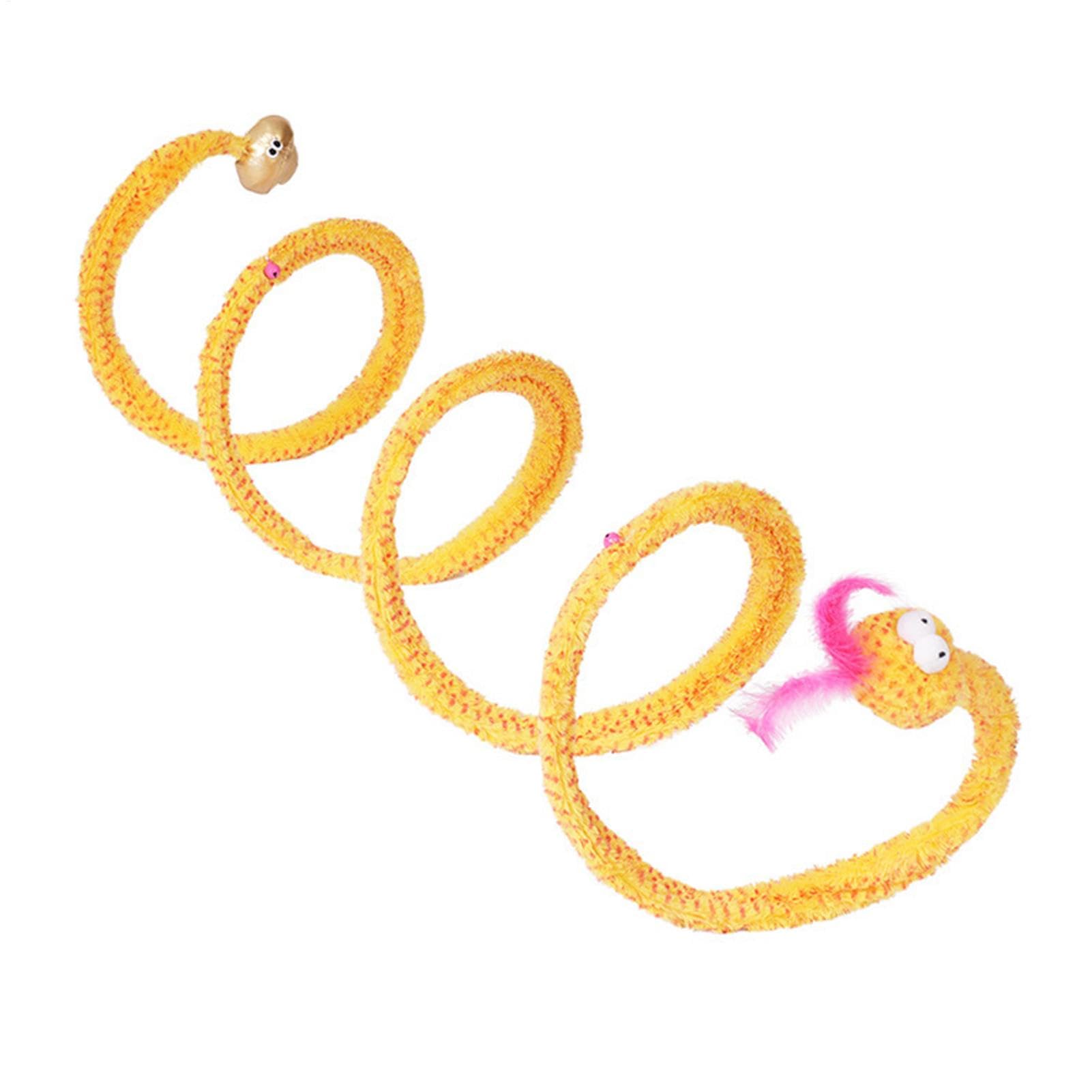 Cat Play Tunnel, Foldable Kitten Catnip Tube, Indoor Kitten Play Tunnel, Interactive Kitten Tunnel, Play Cat Hunting Spiral Tunnel with Catnip and Feather, Folding Kitten Toys for Indoors