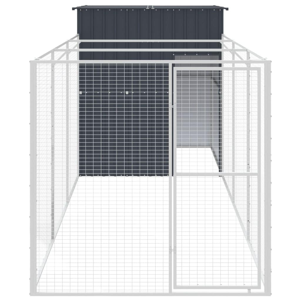 Niche pour Chien Extérieur Métal, Chenil d'extérieur Enclos Cage pour Chien avec Cour Anthracite 165x455x181 cm
