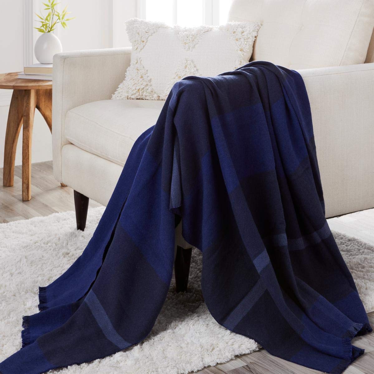 Joy Mangano Joy Luxury Better Blanket Plaid Cotton And Cashmere