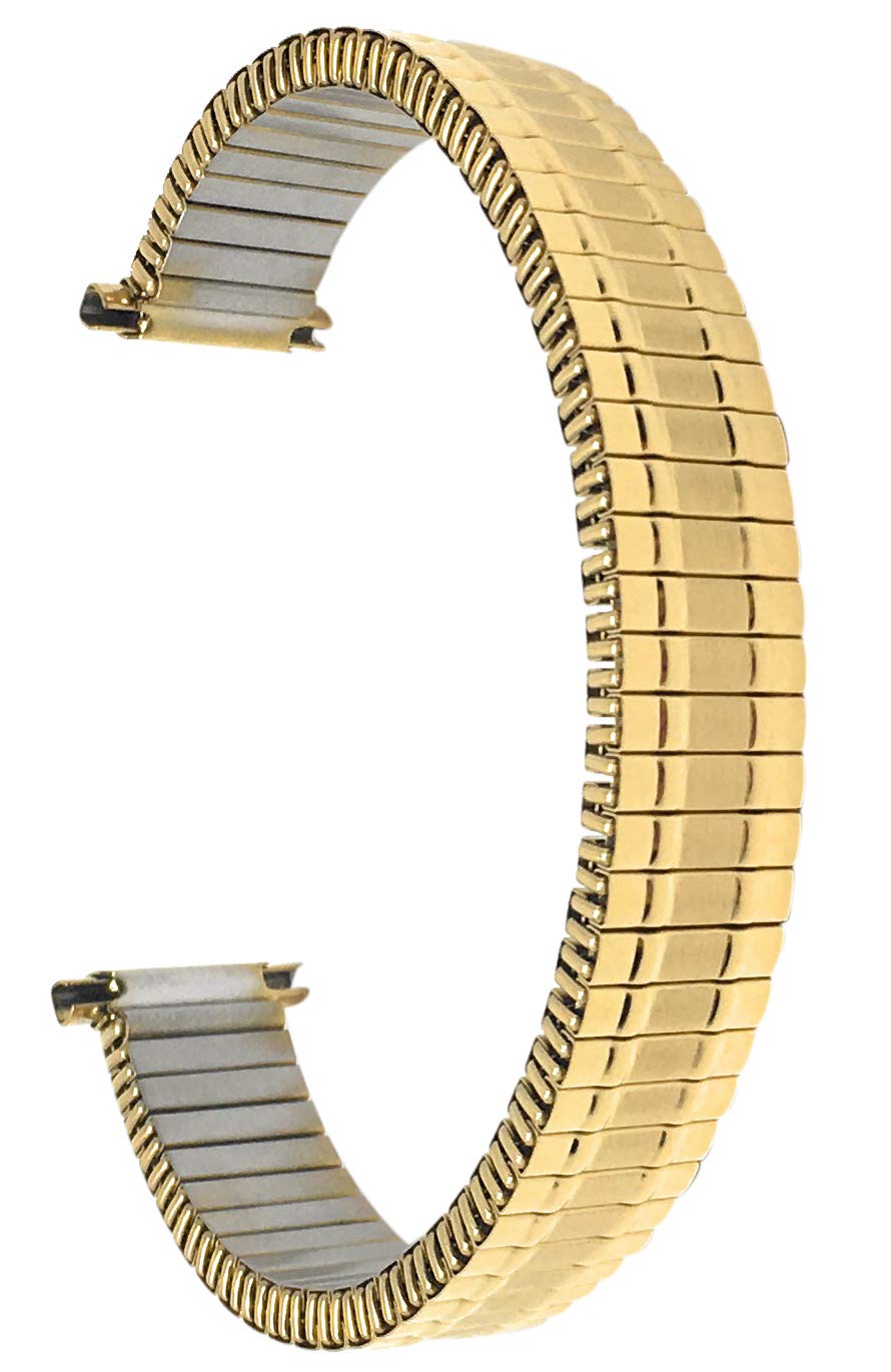 Bandini Stainless Steel Stretch Watch Band, Straight End, Metal Expansion Strap, No Buckle - Gold and Silver/Gold Tone - 12mm, 13mm, 14mm