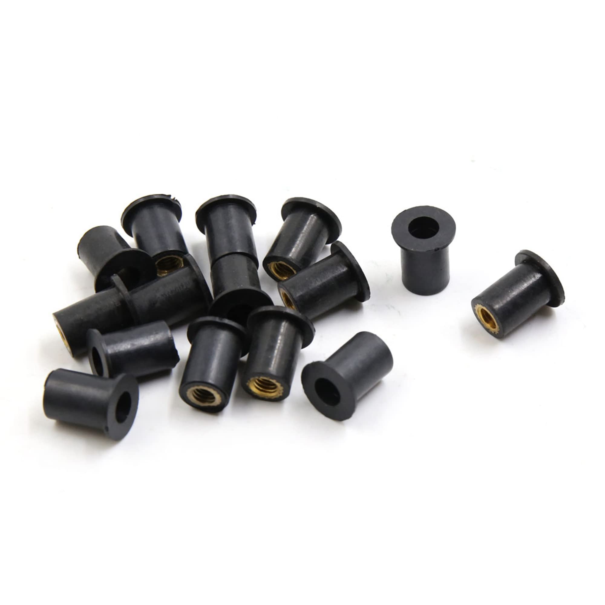 Karlak Premium Brass & Rubber Well Nut Kit – 10-Pack M5 Windshield Bolts For Ducati, ATV, Motorcycle Fairings