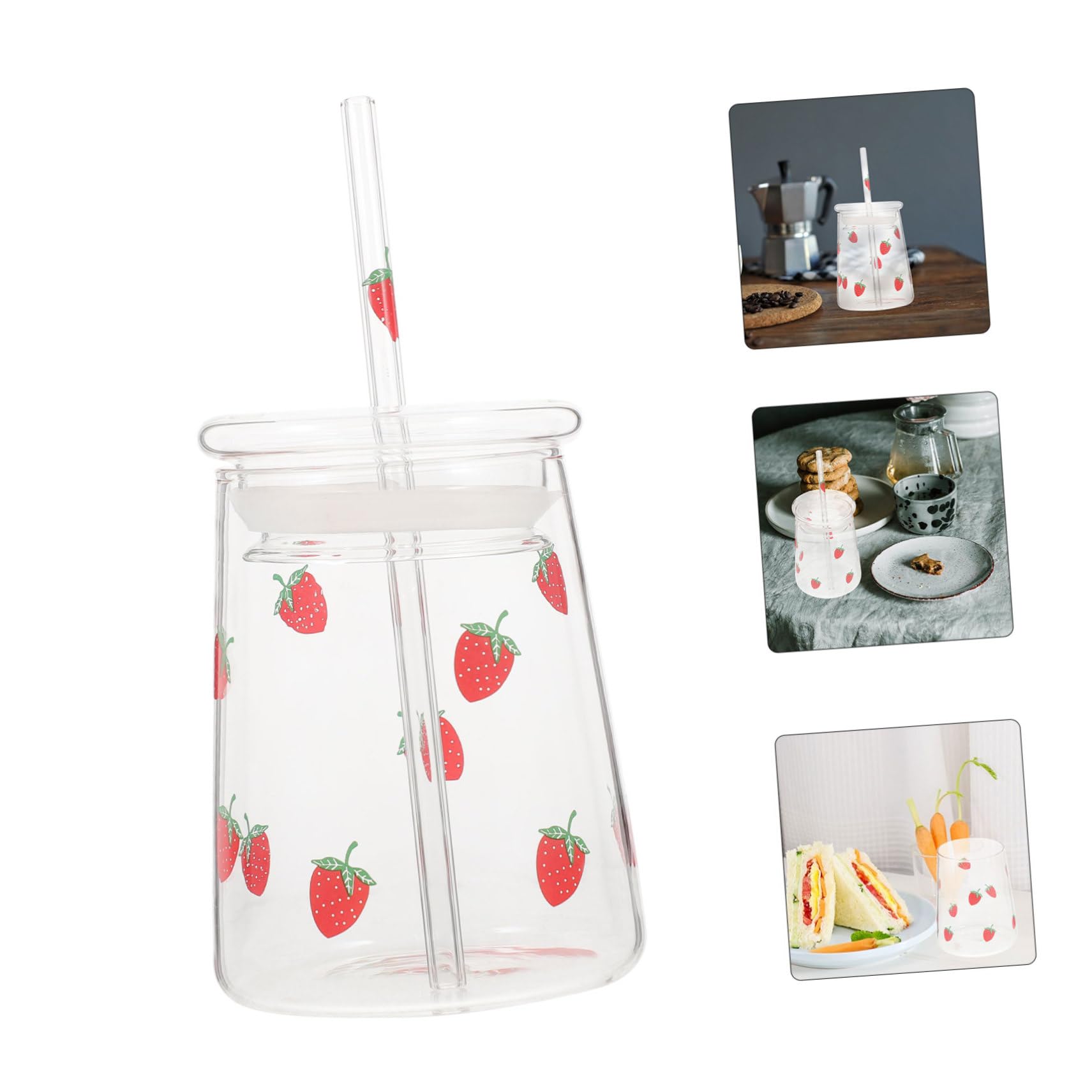 MAGICLULU 4 Set Di Robuste Tazze in Con Cannuccia E Coperchi Eleganti Bicchieri Per Tè Caffè E Latte
