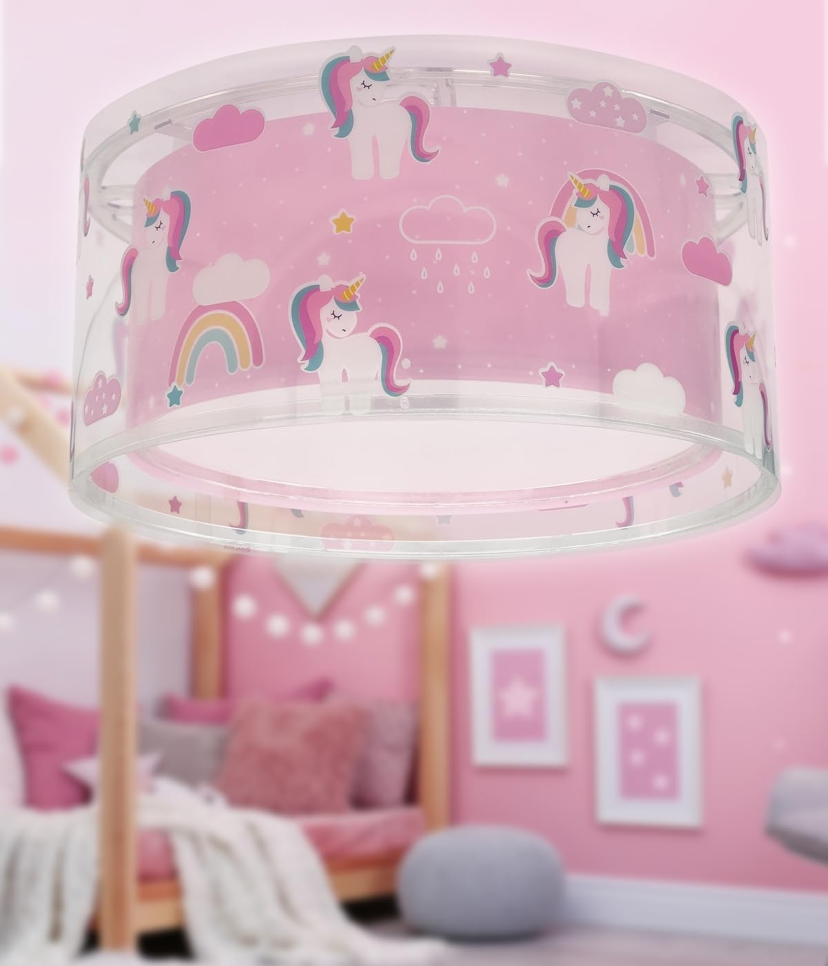 Plafoniera per bambini Dalber Unicorns, Unicorni, animali, plafoniera per bambini, 41596M, E27-2 x 15W