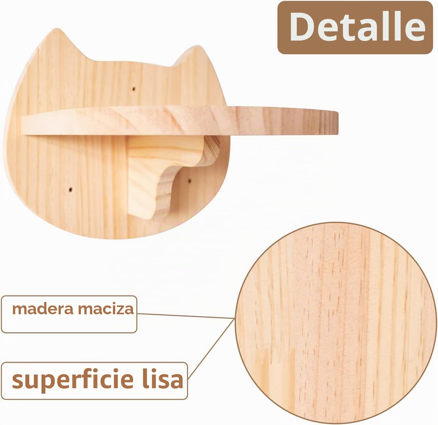 Hamaca de Pared Para Gatos Con 3 Niveles - Mueble de Madera Maciza Cubierta de Felpa Para Escalar, Dormir y Jugar
