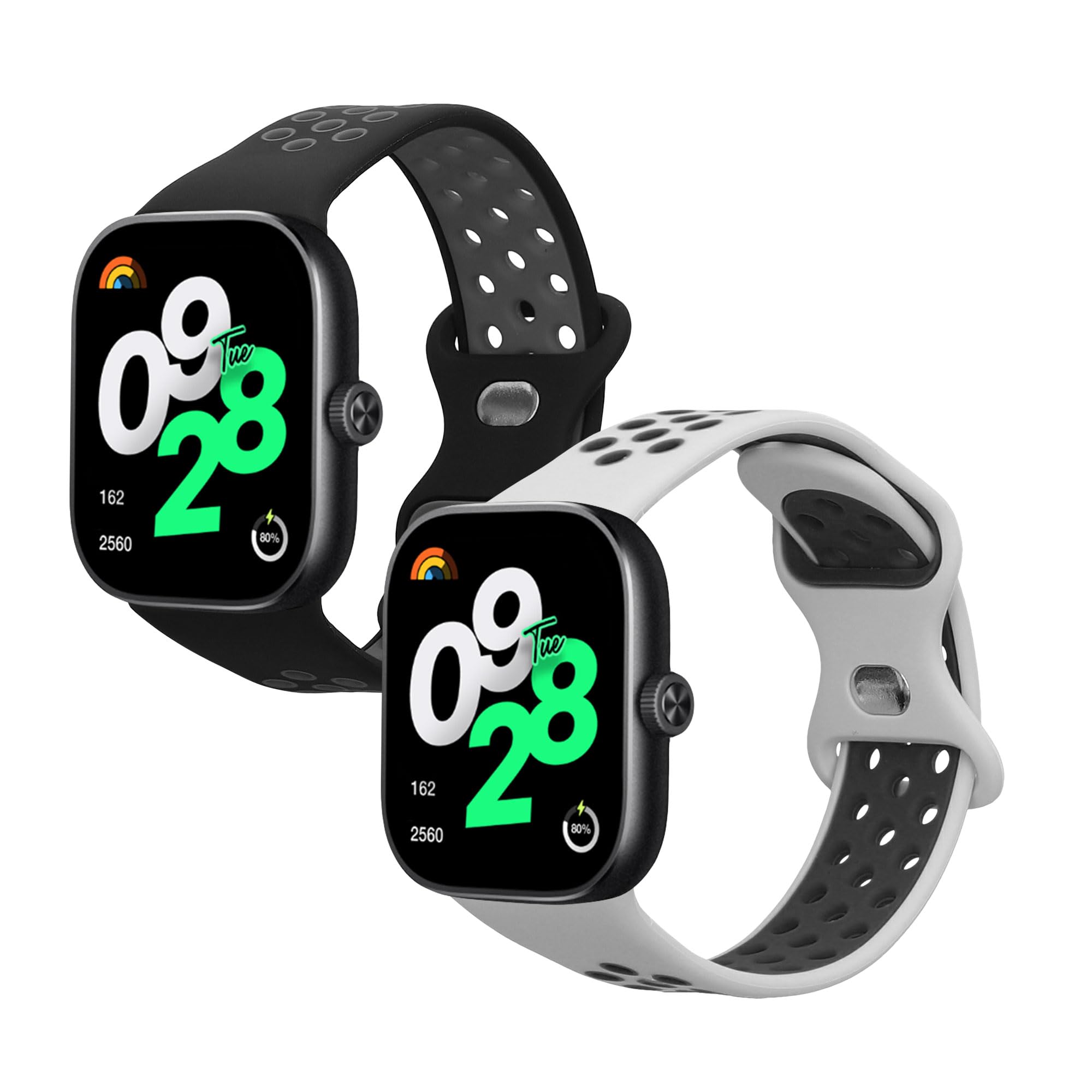 kwmobile 2x Straps for Xiaomi Redmi Watch 4 Watch Strap, Silicone Replacement Watch Strap Set