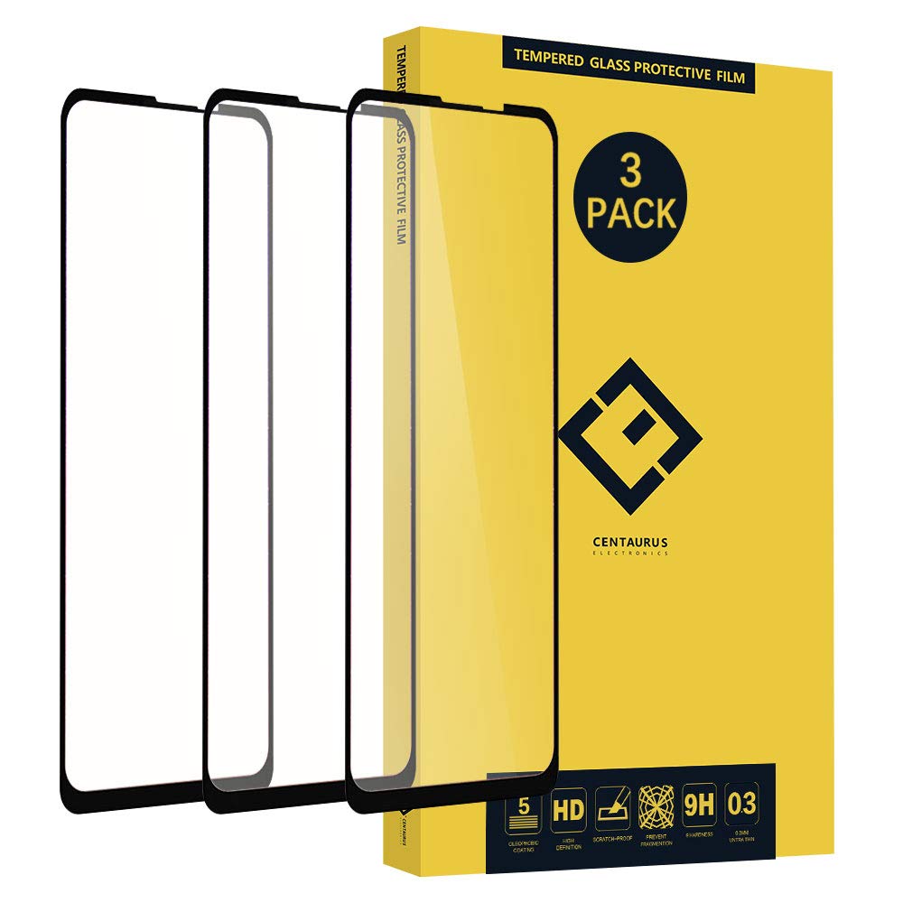 CENTAURUS Screen Protector, (3 Pack) Full Coverage Silk Print Bubble Free Ultra-Thin Anti-Scratch HD Tempered Glass Protective Film Compatible with Motorola Moto One Vision/Motorola P50 6.3 inch