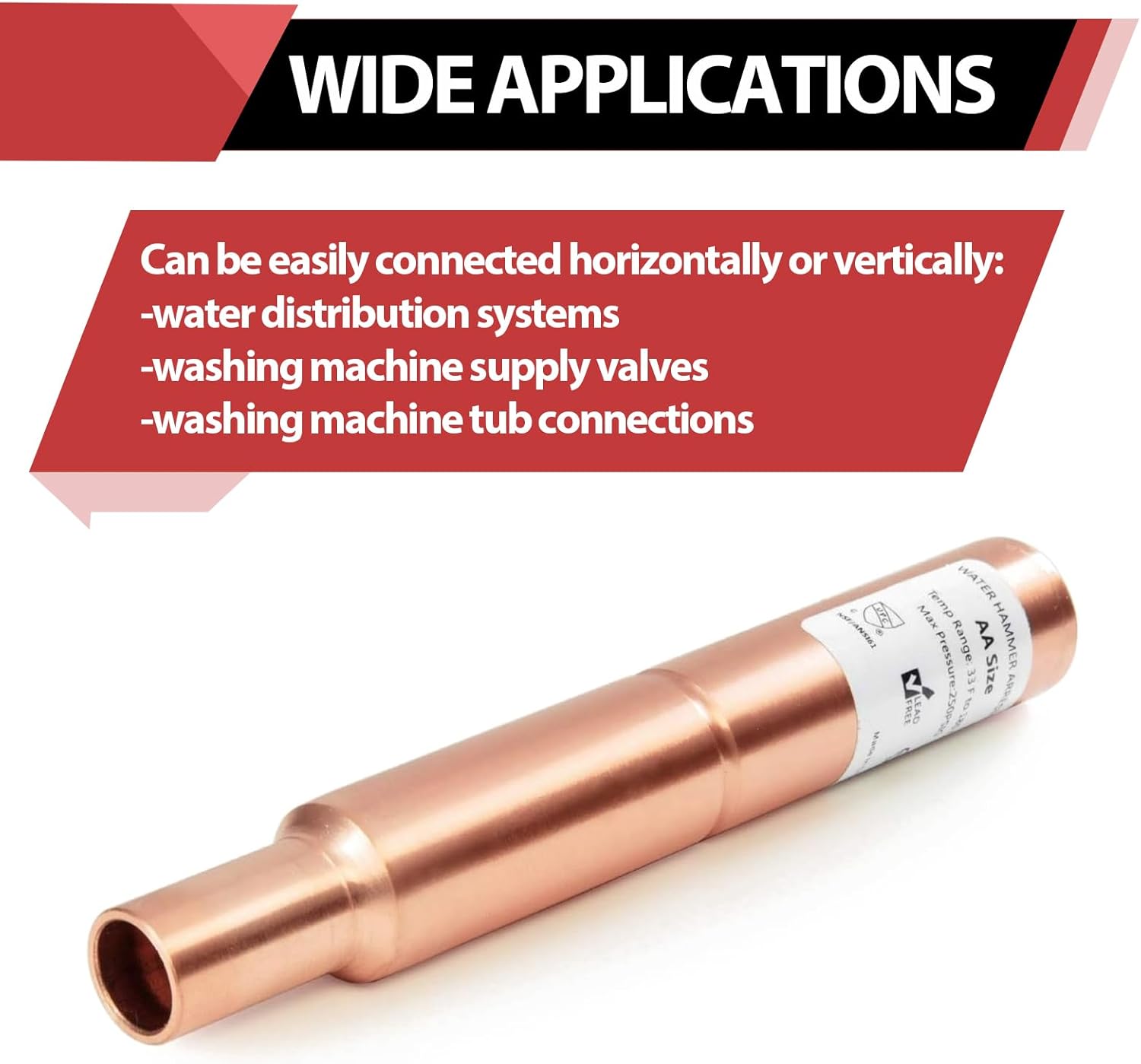 5-Pack EFIELD MH-260 1/2-Inch Straight Male Sweat Copper Water Hammer Arrestor For Potable Water, Plumbing Application,(HAMMER023-5PCS)