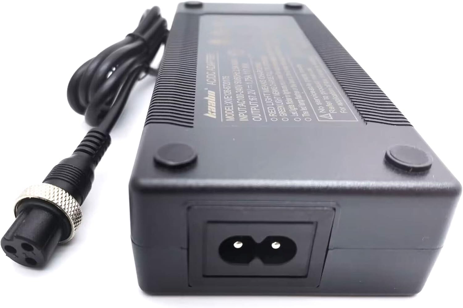 Rear view of KAABO charger showing AC input port and DC output cable