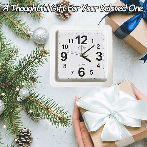 Buyinmo 6 Inch Simple Small Bedroom Bedside Student Office Desk Clock, Battery Operated Travel Kids Alarm Clock, Silent No Ticking Analog Quartz Kitchen Living Room Decorative Wall Clock-White #TOP6