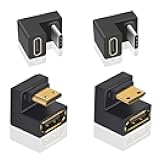 8K 180 Degree Mini HDMI to HDMI 2.1 Adapter (Up&Down), 180 Degree USB C to USB C Adapter 10Gbps for Portable Monitor, Laptop, Tablet (4 Pack