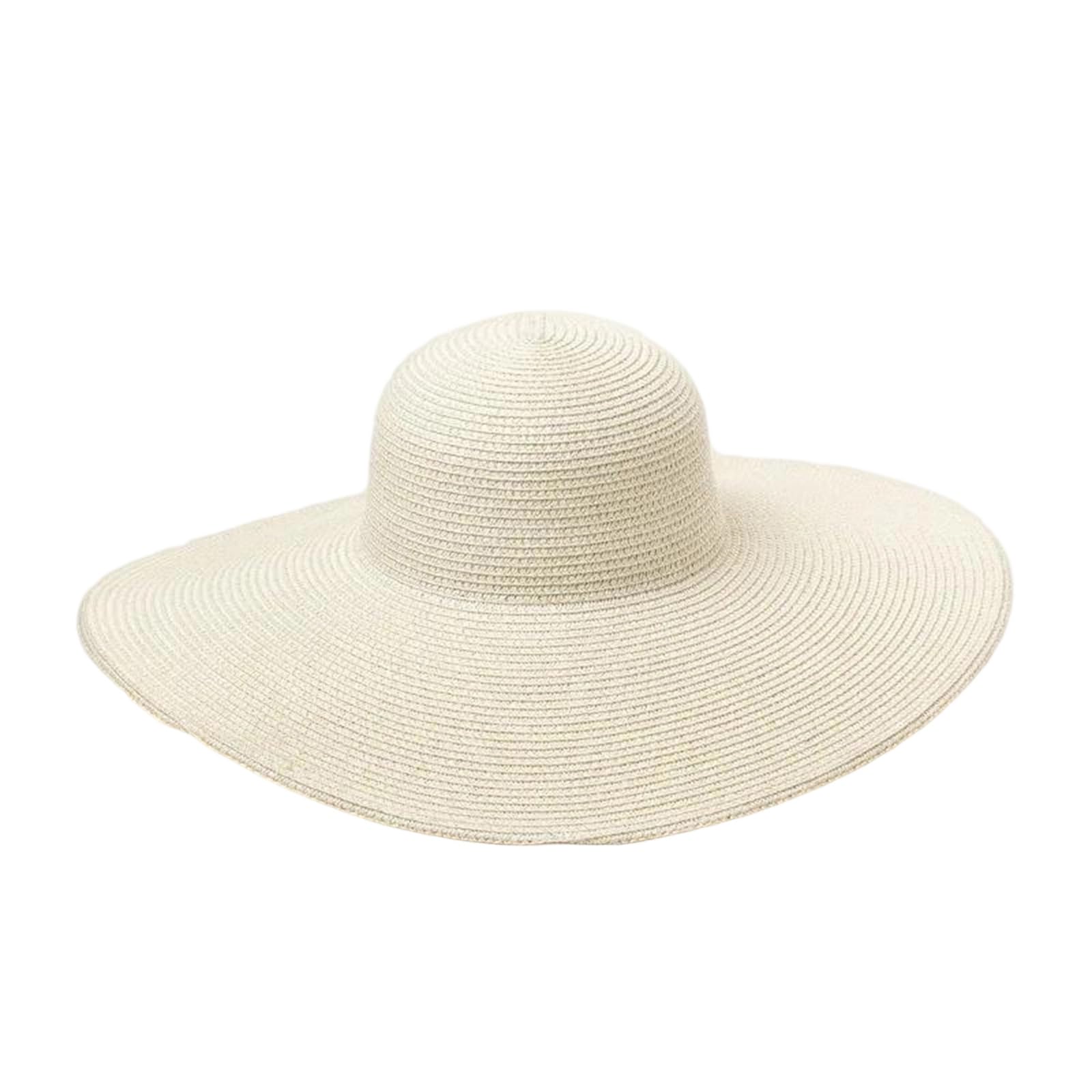 EYRMQWJPC Wide Brim Sun Hat, Women's Straw Sun Hat Wide Brim 11-14cm Protection Multicolor Beach Travel Summer(Milk White,Brim 11cm)