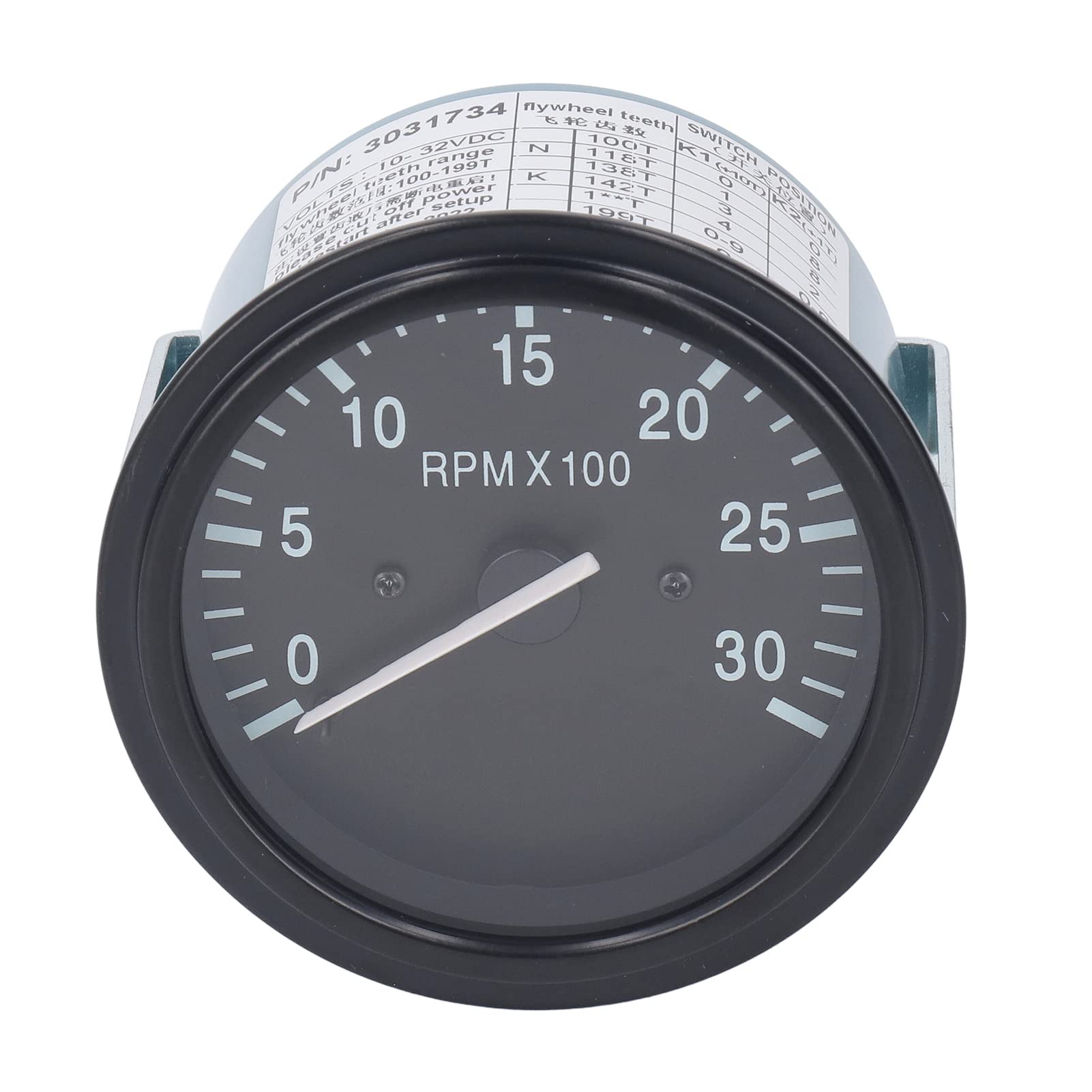 FTVOGUE Indicador de Presión de Aceite del Tacómetro del Motor 10 a 32 VCC 0 a 3000 RPM 100 a 199 T para Monitoreo del Motor del Generador y Reemplazo de Equipos