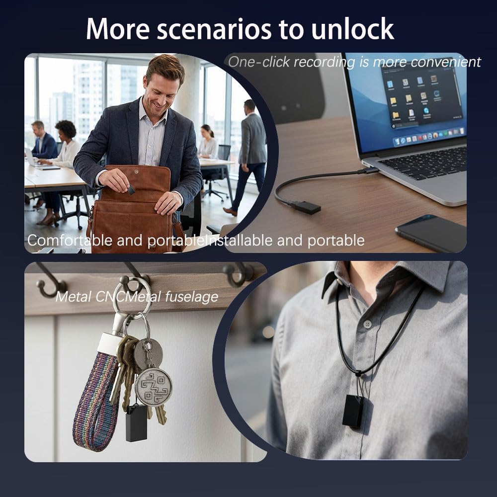 Grabadora de Voz Espia con Memoria de 64GB, Recargable por USB, Grabadora Voz y Activación por Voz, Mini Grabadora de Voz para Cursos, Reuniones, Grabadora de Voz Espia Oculta（3 * 2 * 0.6）