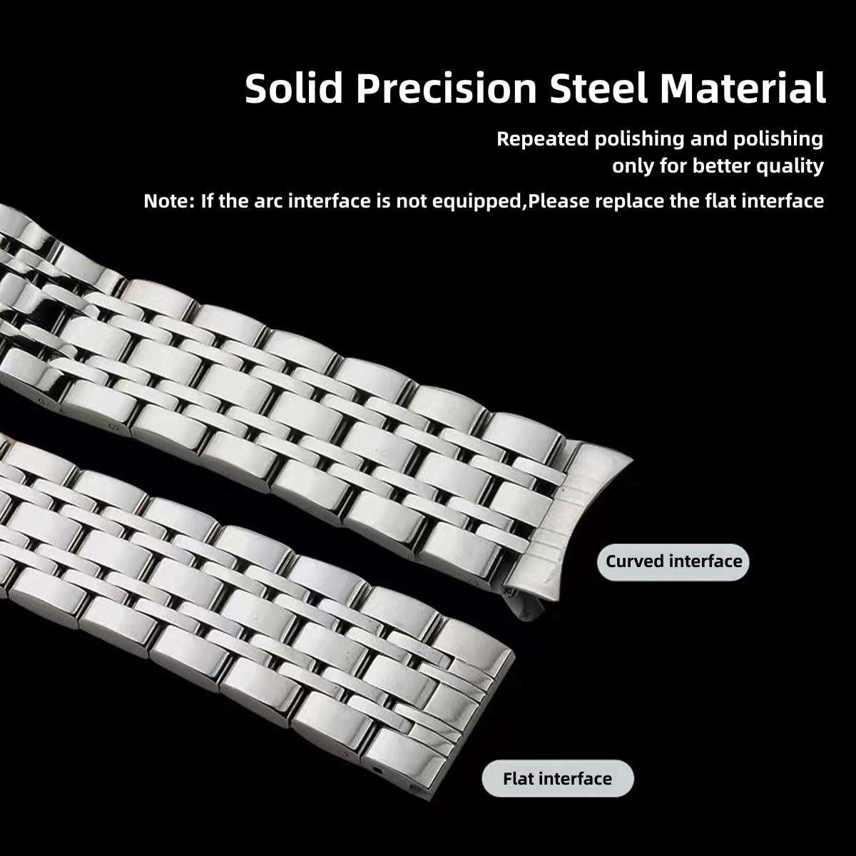 Metalowy pasek do zegarka ze stali nierdzewnej, z prostymi i zakrzywionymi końcówkami, 12 mm, 14 mm, 16 mm, 18 mm, 19 mm, 20 mm, 21 mm, 22 mm, metalowy, zapasowy pasek ze stali nierdzewnej