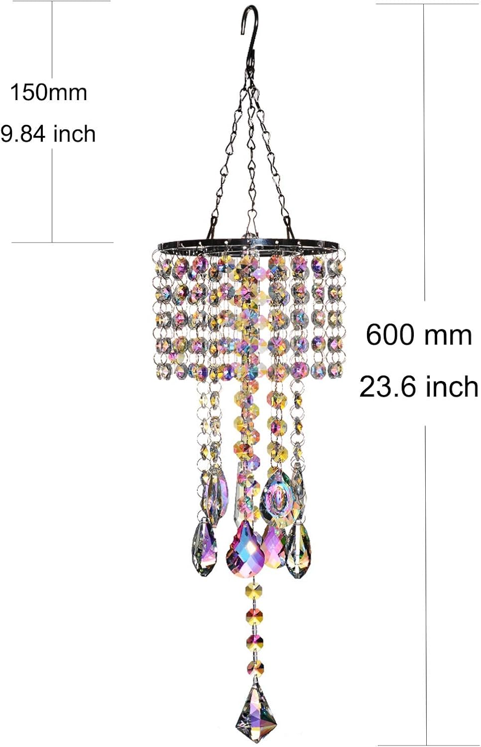 longsheng Chandelier Wind Chimes Shape AB Coating Crystal Prisms Balls Beads Hanging Suncatcher Garden Outdoor Pendant Home Decor Gifts