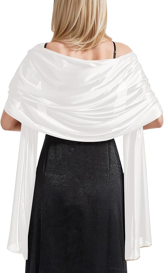 Stola Donna Chiffon Elegante - Sciarpa Cerimonia 200x70cm Argento - Foto 8