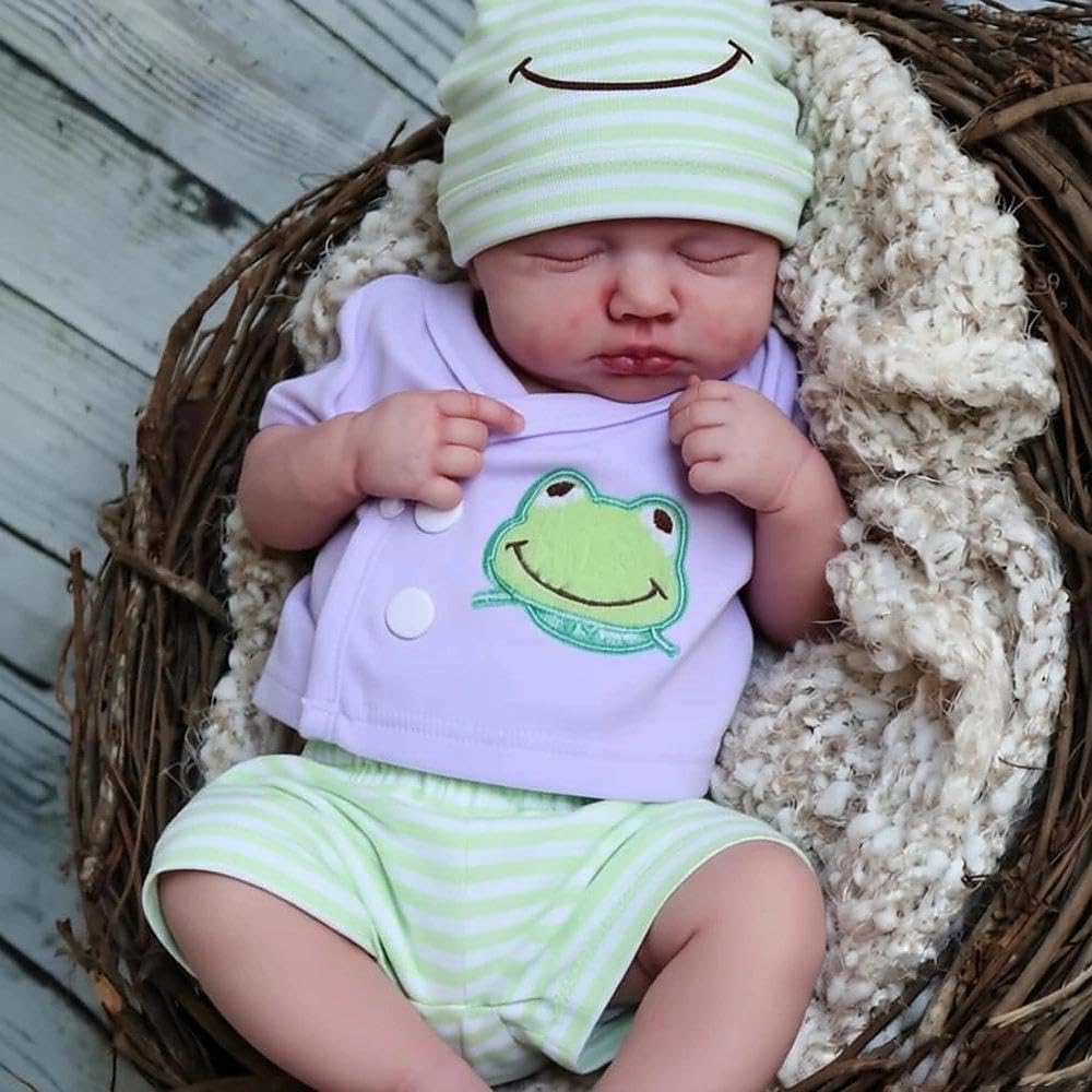 Anano Realistische Puppen Baby Vollsilikon, 30 cm Realistisches Baby Vollsilikon Junge, Echt Aussehende Puppen Junge, Reborn Babys Wo Der Mund Ofen Ist Und Man Einen Schnuller Rein Stecken Kann