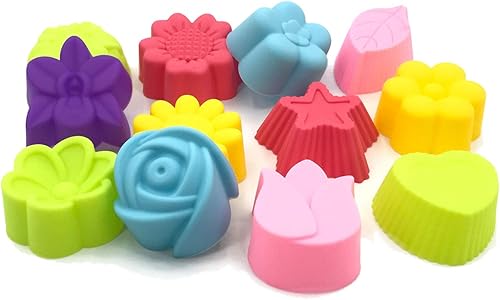 Miniatura 5 de Juego de 12 piezas  Colores surtidos Flores Diseño Mixto Moldes  Chocolate, caramelo, gelatina, mini jabón  Cubito de hielo de silicona, moldes de