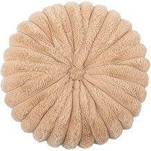 Champagne Round Throw Pillows 14 Inches Faux Fur Round Pillows Pumpkin Decoration Pillow Cushion for Bed Sofa Bay Window
