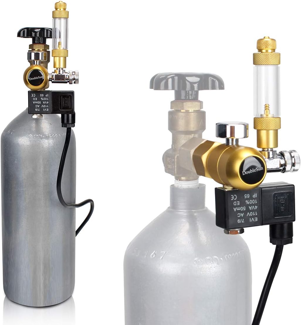 Aquarium CO2 Regulator Mini Gauge Display with Bubble Counter and Check Valve with 110V Solenoid Fits Standard US Tanks