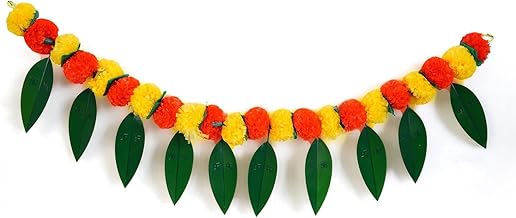 True Decor 3 Feet Pan Toran Door Bandarwal Artificial Marigold Flowers Pack of 1