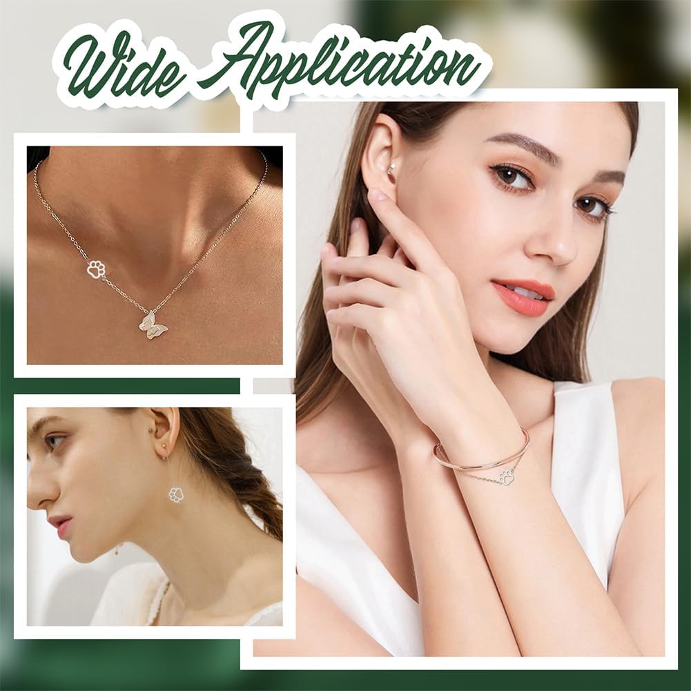 20Pcs 2 Colors Paw Print Charms 19mm Wide Flat Paw Connector Pendants Small Link Charm Stainless Steel Paw Connector Charms for Jewelty Making Hole: 1.4mm - Image 6