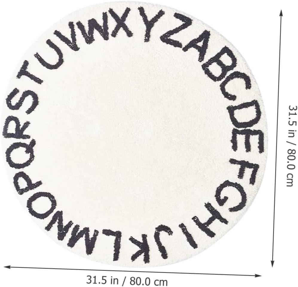 Cabilock Non Slip Round Floor Mat with Alphabet Design Washable Carpet Rug for Bedroom and Living Soft Cushioning to Foot Fatigue and Skid Area Rug for Slippery Surfaces
